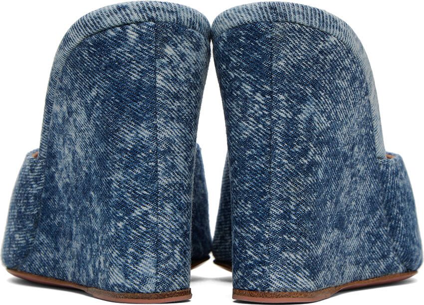 Amina Muaddi Blue Lupita Wedge Heeled Sandals