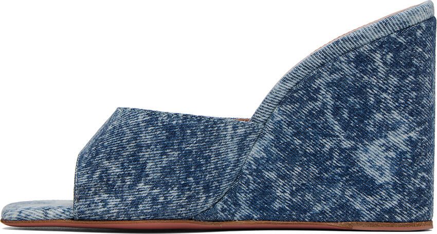Amina Muaddi Blue Lupita Wedge Heeled Sandals - Picture 3