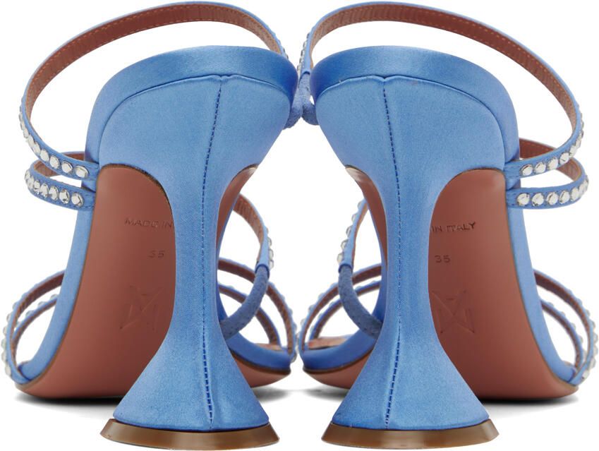 Amina Muaddi Blue Naima Crystal Heeled Sandals