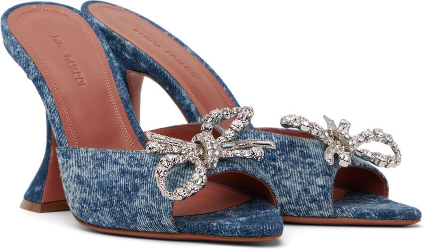 Amina Muaddi Blue Rosie Slipper Heeled Sandals - Picture 2