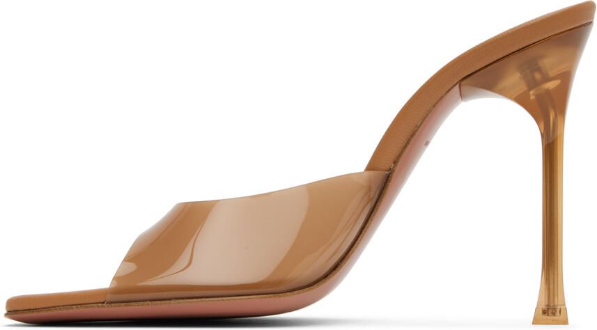 Amina Muaddi Brown Alexa Glass Slipper 105 Heeled Sandals - Picture 3