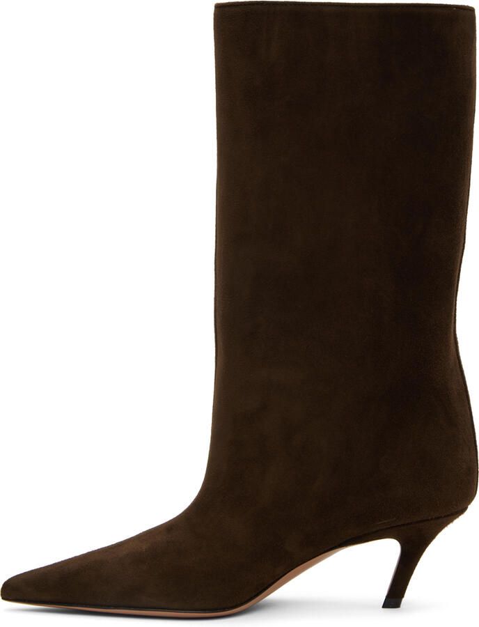 Amina Muaddi Brown Fiona 60 Boots