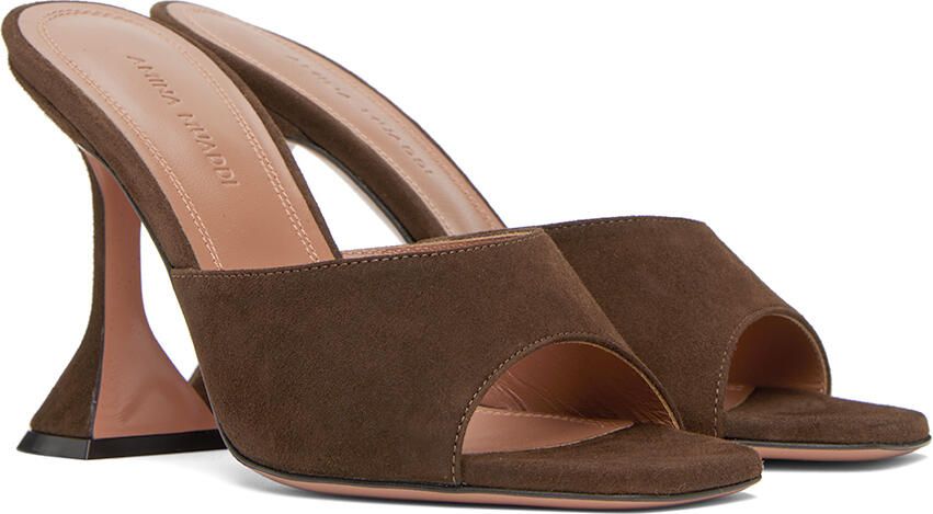 Amina Muaddi Brown Lupita Slipper Heeled Sandals - Picture 2