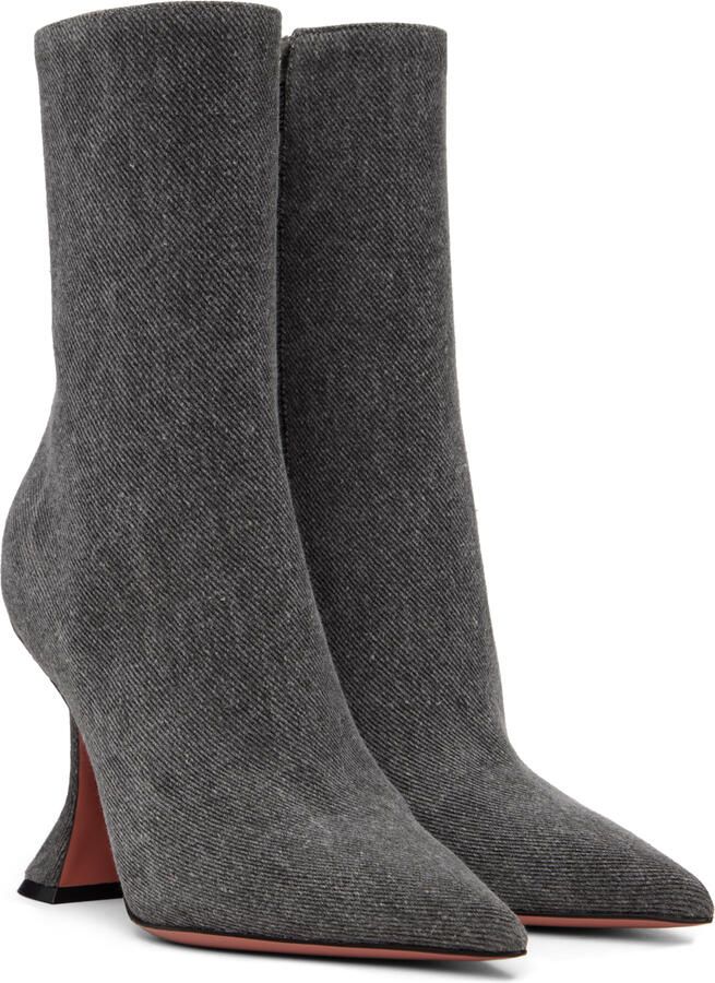 Amina Muaddi Gray Giorgia Boots - Picture 3