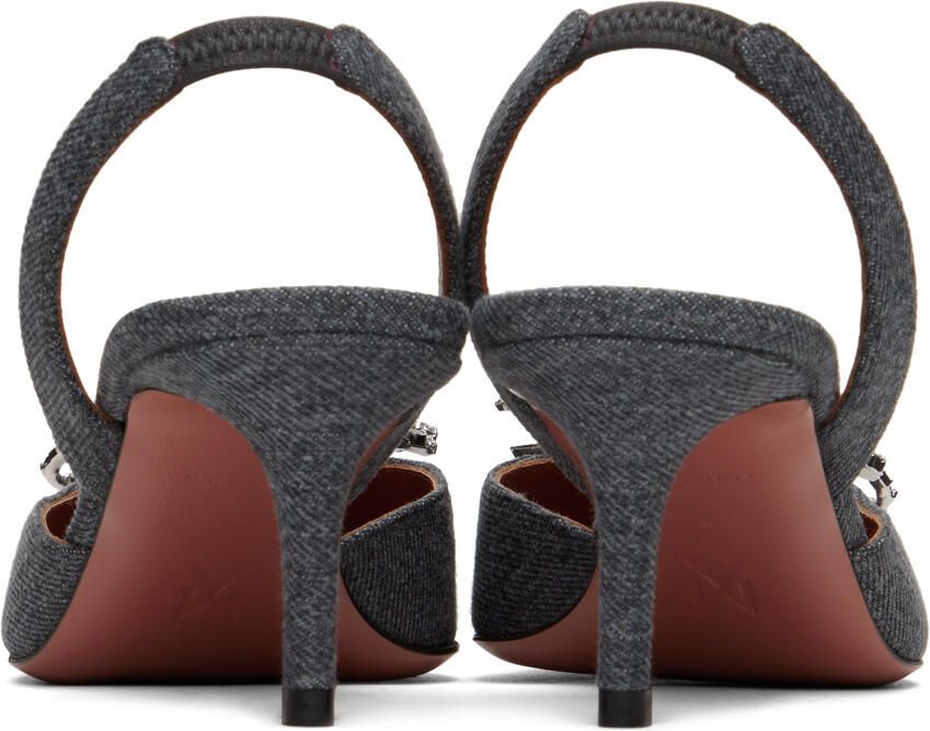 Amina Muaddi Gray Rosie Sling Heels