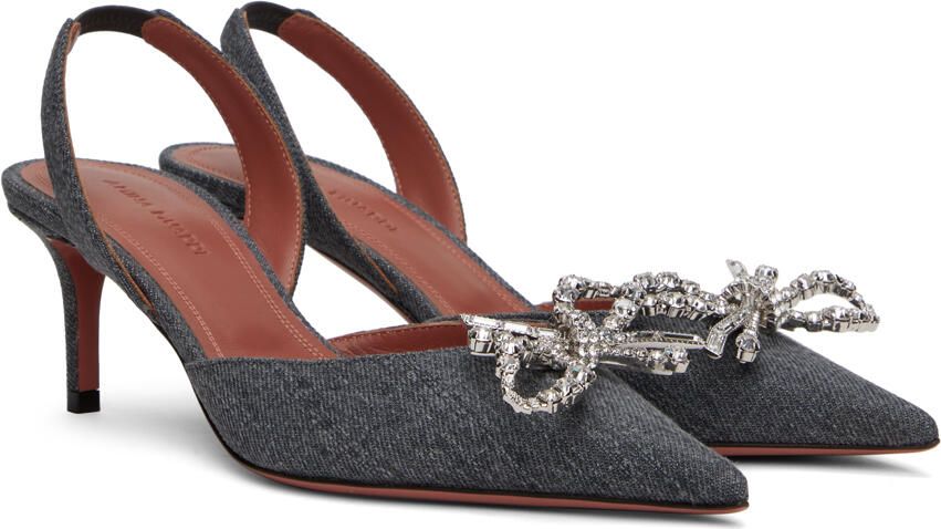 Amina Muaddi Gray Rosie Sling Heels - Picture 2