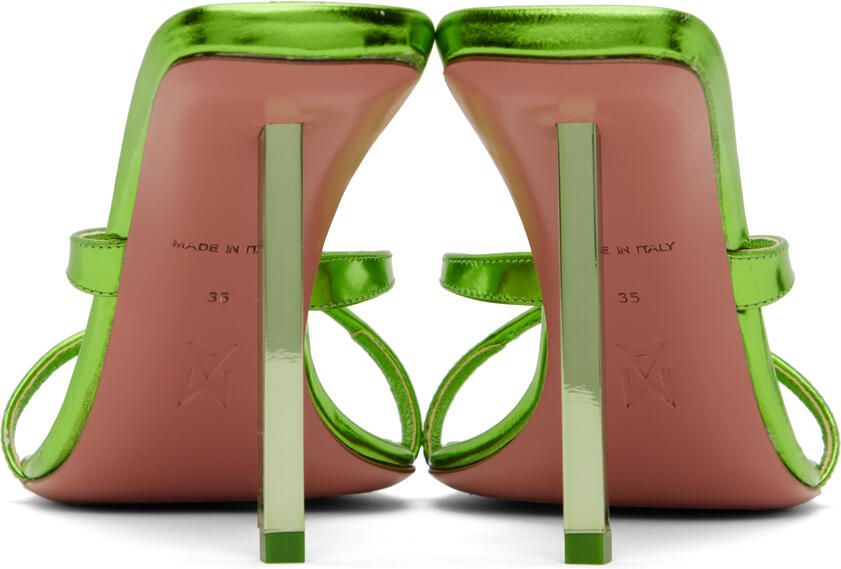 Amina Muaddi Green Adriana Heeled Sandals