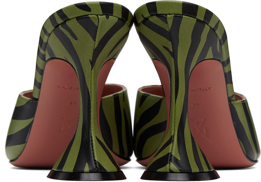 Amina Muaddi Green & Black Lupita Heeled Sandals