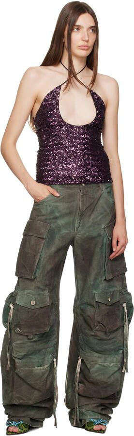 Amina Muaddi Green & Black Rosie Slipper Heeled Sandals - Picture 4