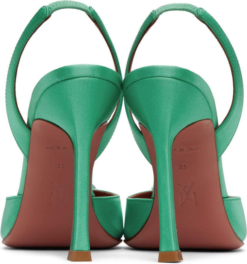 Amina Muaddi Green Camelia Sling 105 Heels