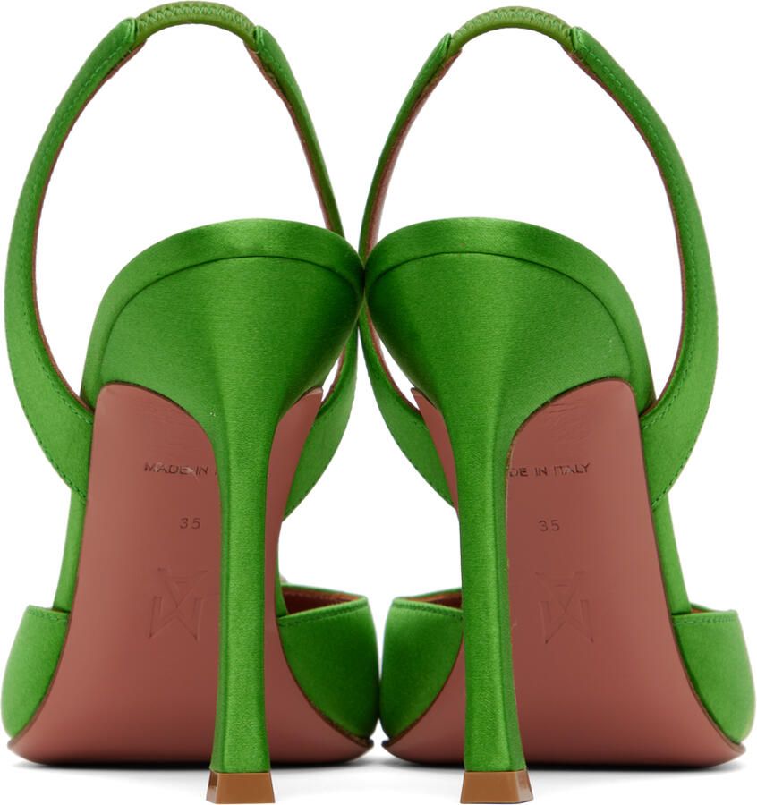 Amina Muaddi Green Camelia Sling Heels