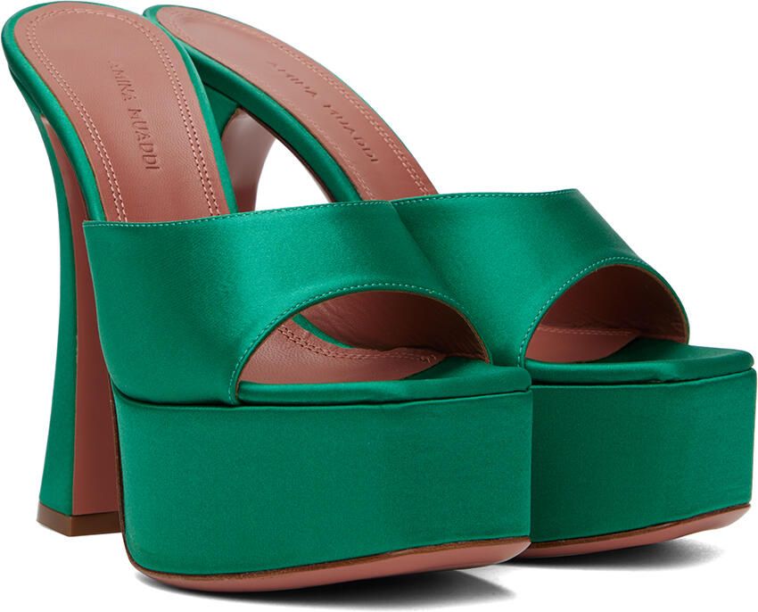 Amina Muaddi Green Dalida Heeled Sandals - Picture 2