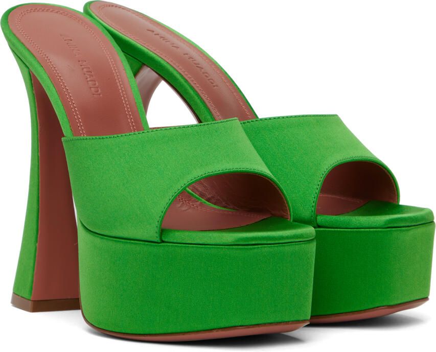 Amina Muaddi Green Dalida Plateau Heeled Sandals - Picture 2