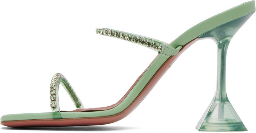 Amina Muaddi Green Gilda Slipper 95 Heeled Sandals - Picture 3