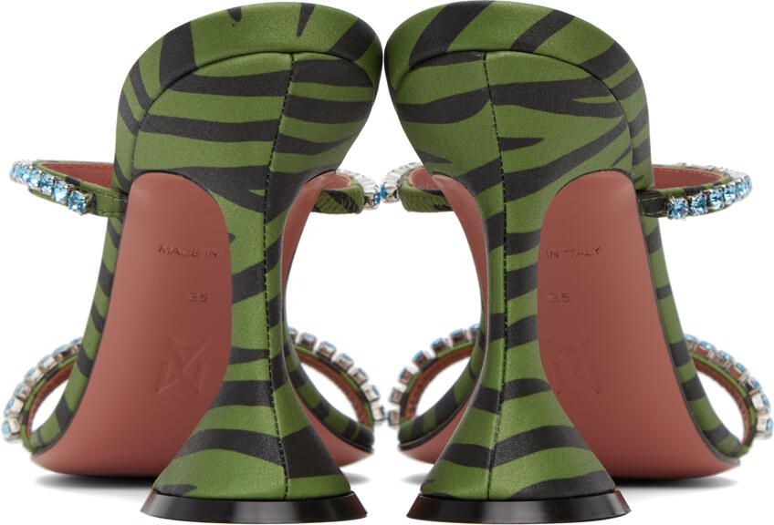Amina Muaddi Green Gilda Slipper Heeled Sandals