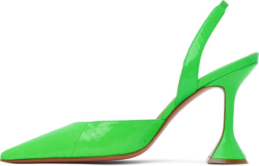 Amina Muaddi Green Holli Sling Heels - Picture 3