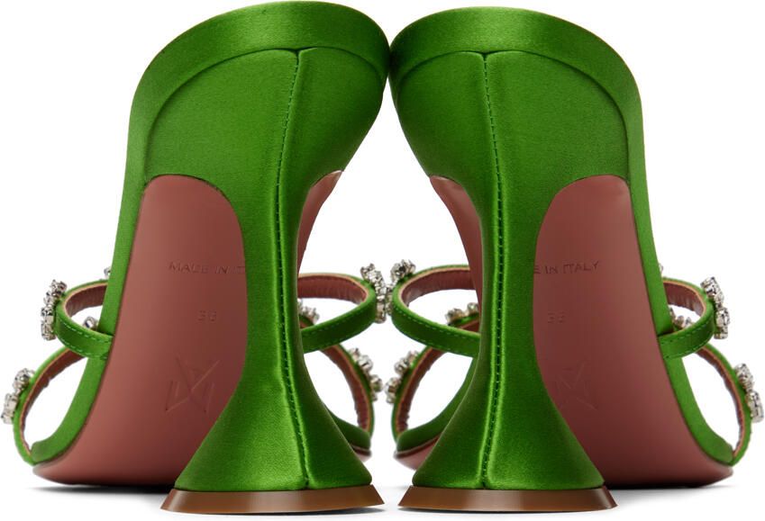 Amina Muaddi Green Lily Heeled Sandals