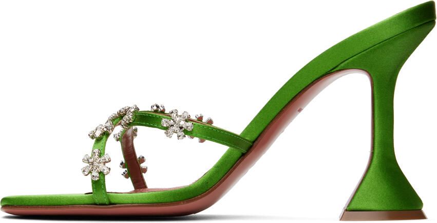 Amina Muaddi Green Lily Heeled Sandals - Picture 3