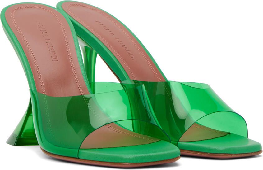 Amina Muaddi Green Lupita Heeled Sandals - Picture 2