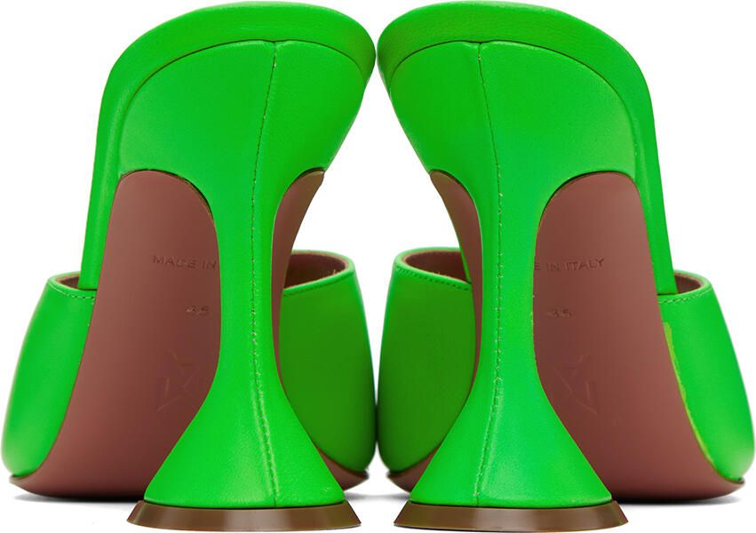 Amina Muaddi Green Lupita Slipper Heeled Sandals