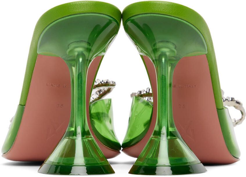 Amina Muaddi Green Rosie Heeled Sandals