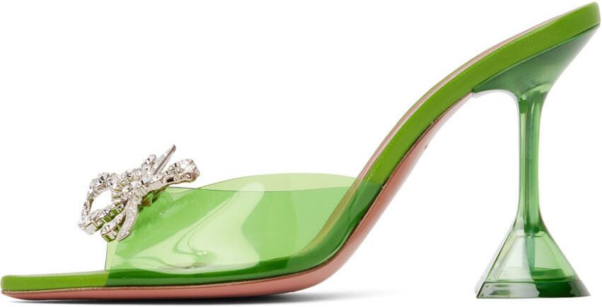 Amina Muaddi Green Rosie Heeled Sandals - Picture 3