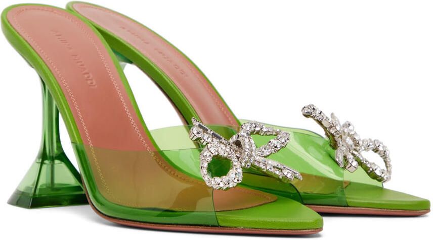 Amina Muaddi Green Rosie Heeled Sandals - Picture 2
