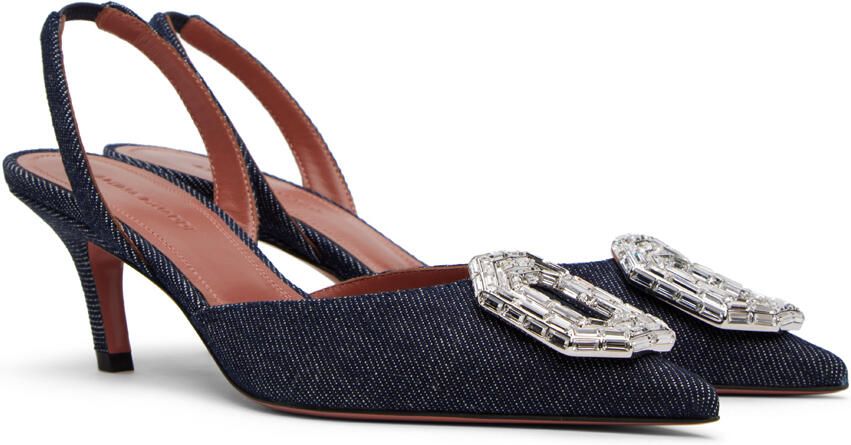 Amina Muaddi Navy Camelia Sling 60 Heels - Picture 2