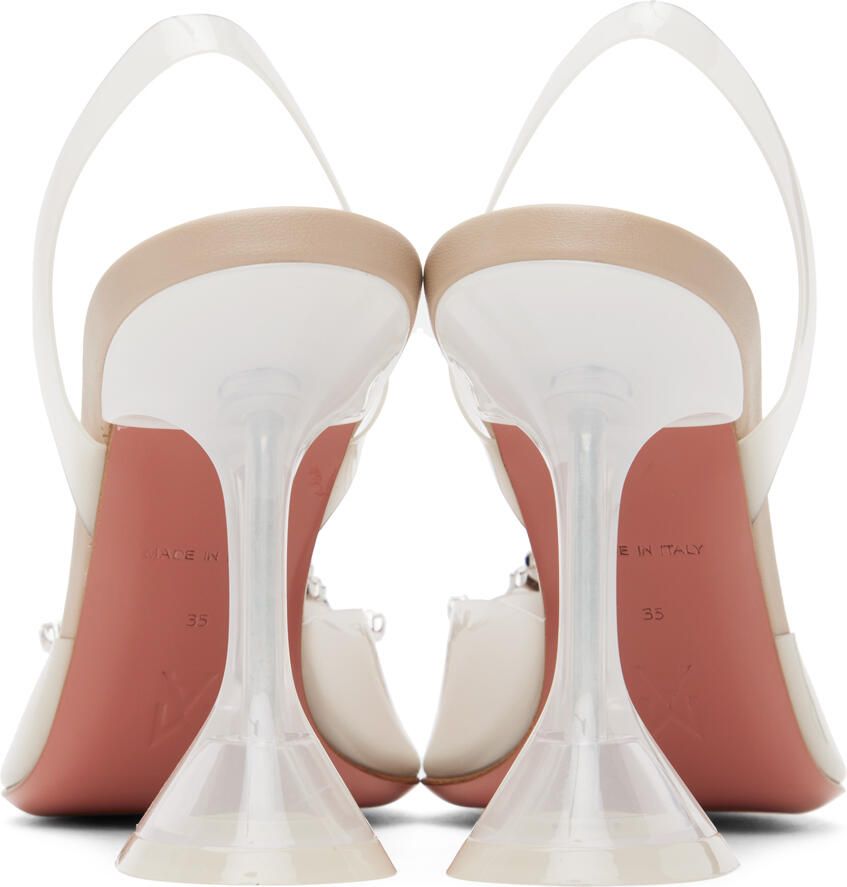 Amina Muaddi Off-White Begum Glass Heels