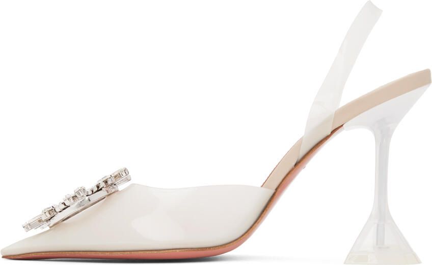 Amina Muaddi Off-White Begum Glass Heels - Picture 3