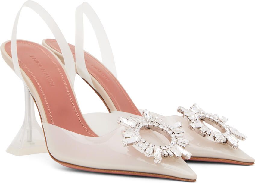Amina Muaddi Off-White Begum Glass Heels - Picture 2