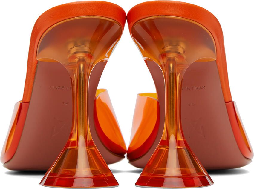 Amina Muaddi Orange Lupita Glass Slipper Heeled Sandals