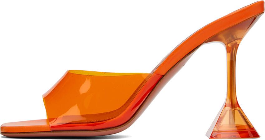 Amina Muaddi Orange Lupita Glass Slipper Heeled Sandals - Picture 3