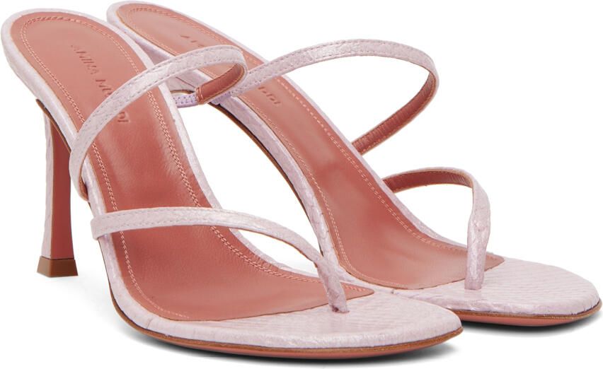 Amina Muaddi Pink Ami Heeled Sandals - Picture 2
