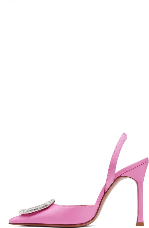 Amina Muaddi Pink Camelia Heels - Picture 3