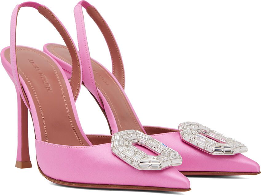 Amina Muaddi Pink Camelia Heels - Picture 2