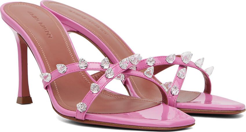 Amina Muaddi Pink Feli Heeled Sandals - Picture 2