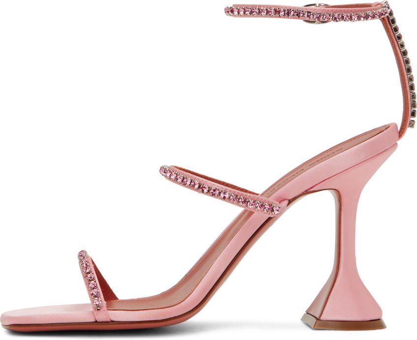 Amina Muaddi Pink Gilda Heeled Sandals - Picture 3