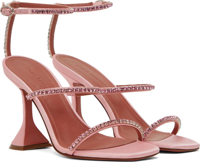 Amina Muaddi Pink Gilda Heeled Sandals - Picture 2
