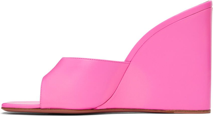 Amina Muaddi Pink Lupita Wedge Heeled Sandals - Picture 3