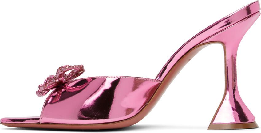 Amina Muaddi Pink Rosie Slipper Heeled Sandals - Picture 3