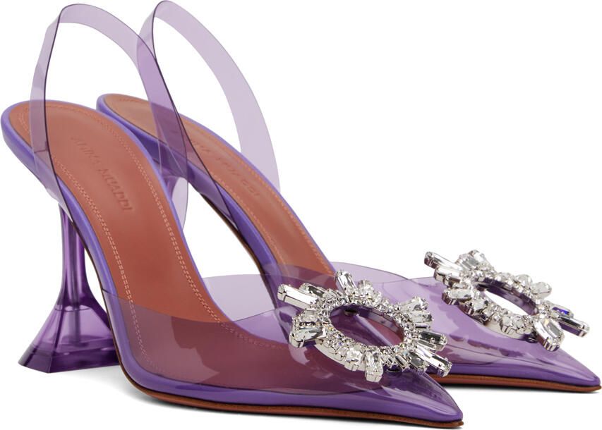 Amina Muaddi Purple Begum Glass Sling 95 Heels - Picture 2