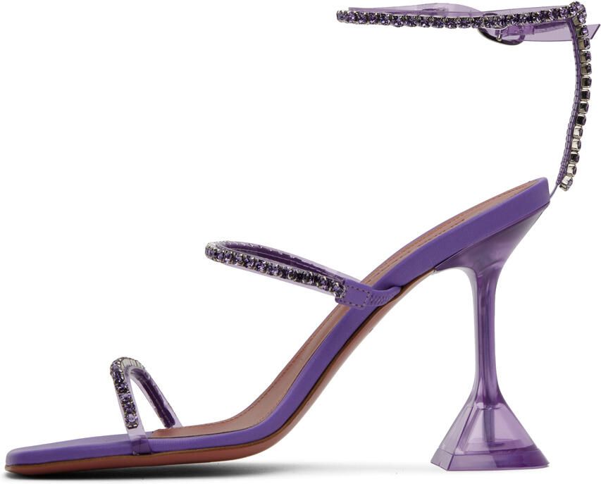 Amina Muaddi Purple Gilda Glass Heeled Sandals - Picture 3