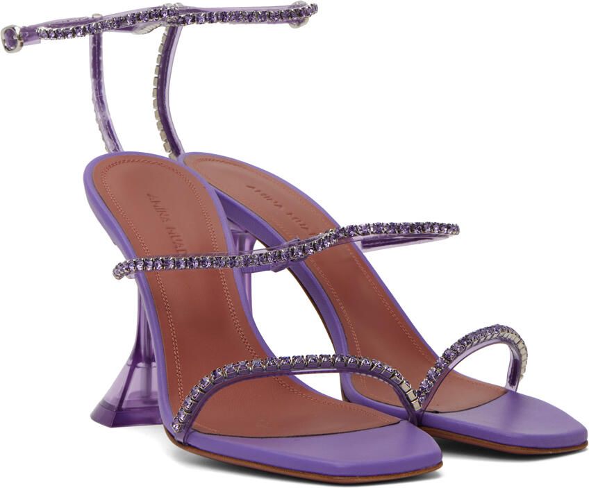 Amina Muaddi Purple Gilda Glass Heeled Sandals - Picture 2