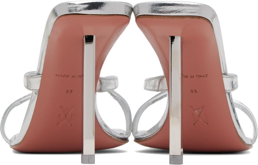 Amina Muaddi Silver Adriana Slipper Heeled Sandals