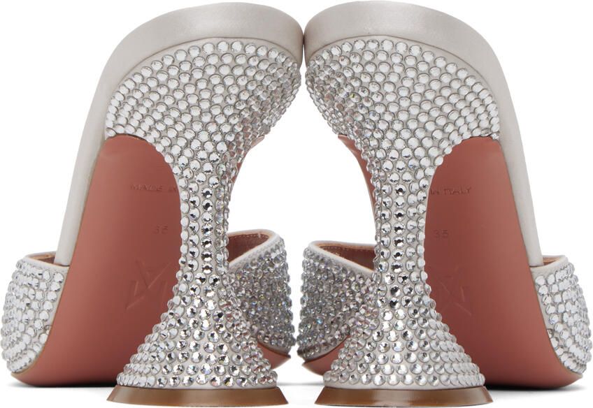 Amina Muaddi Silver Caroline Crystal Heeled Sandals