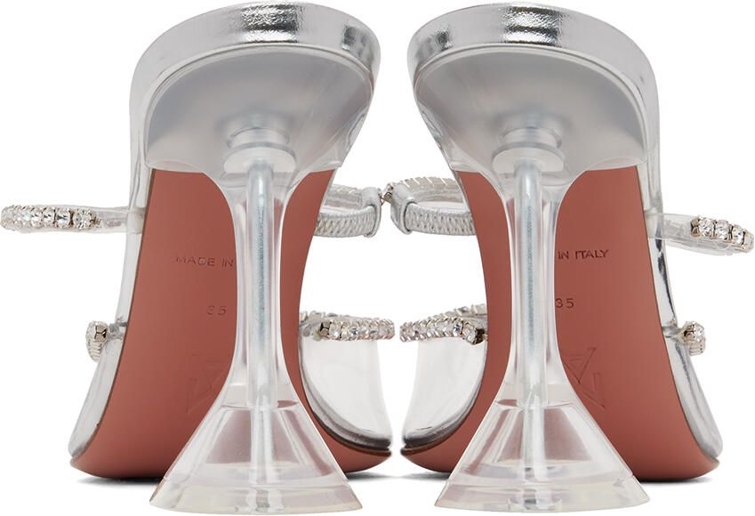 Amina Muaddi Silver Gilda Glass 95 Heels