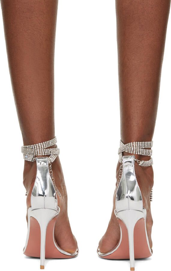 Amina Muaddi Silver Giorgia Heeled Sandals - Picture 2
