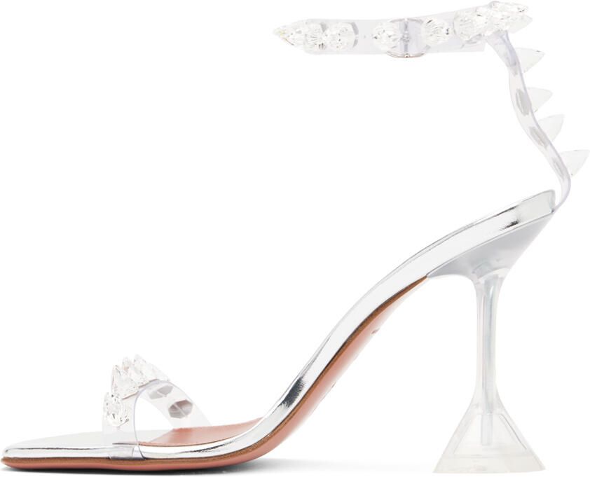 Amina Muaddi Silver Julia Heeled Sandals - Picture 3