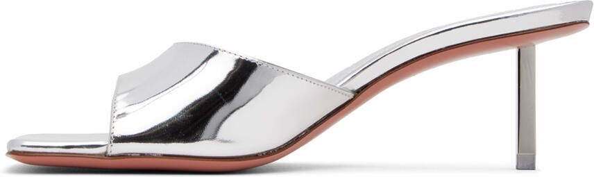 Amina Muaddi Silver Laura 60 Slipper Heeled Sandals - Picture 3